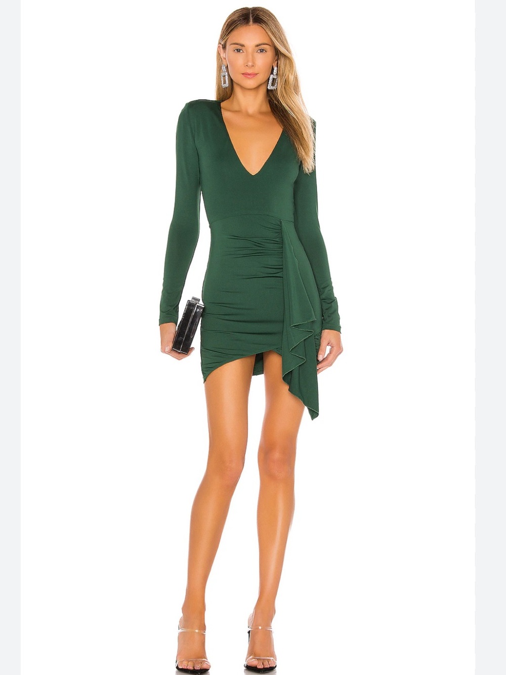 Superdown Martyna Deep V Dress in Emerald
